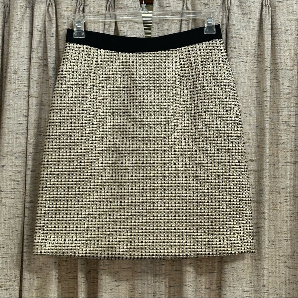 Kate Spade New York Kylie Metallic Gold & Black Tweed Skirt - 6